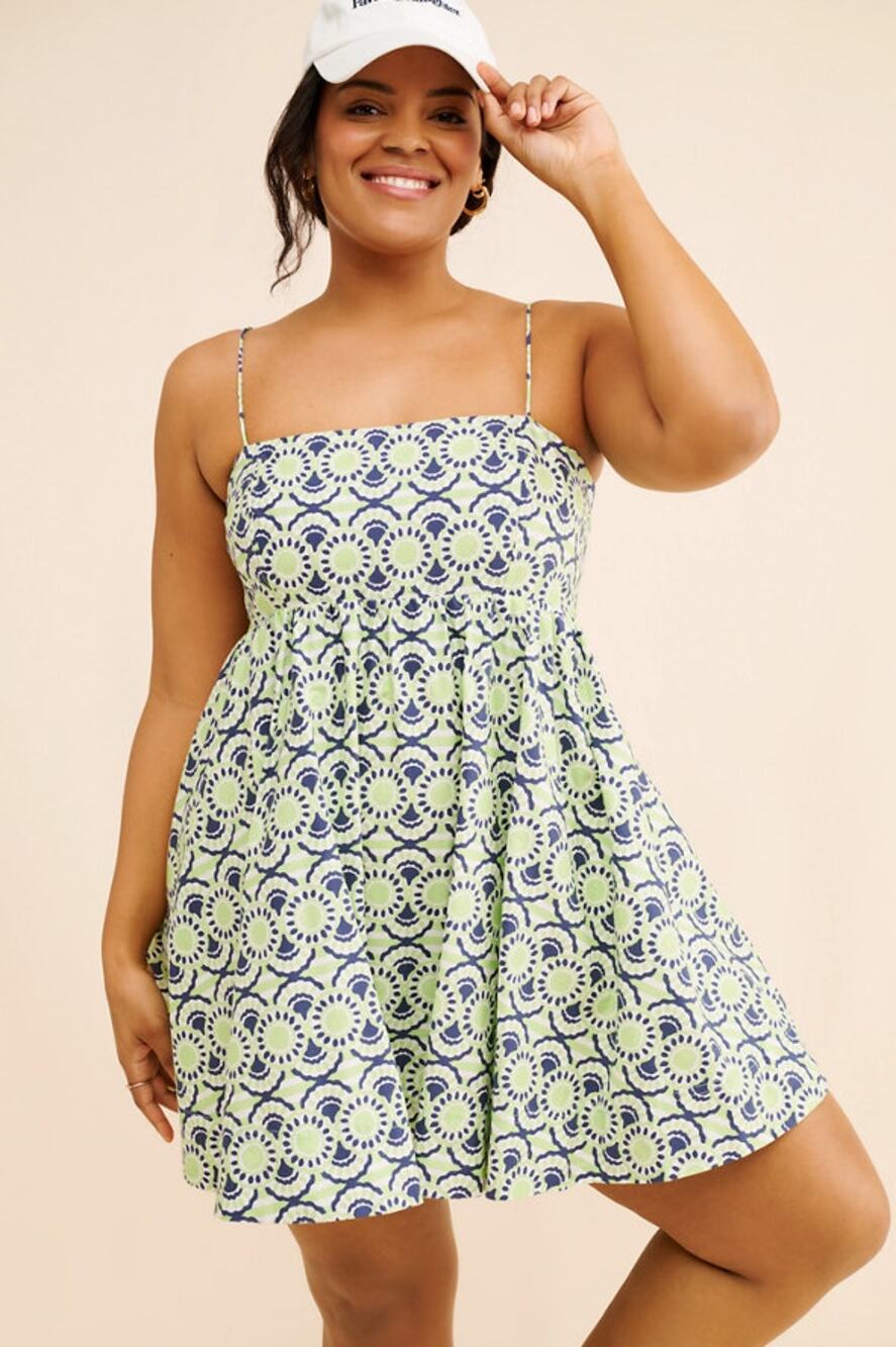 Maeve Anthropologie Cotton Mini Dress Green Summer Sundress Vacation Resort 1X